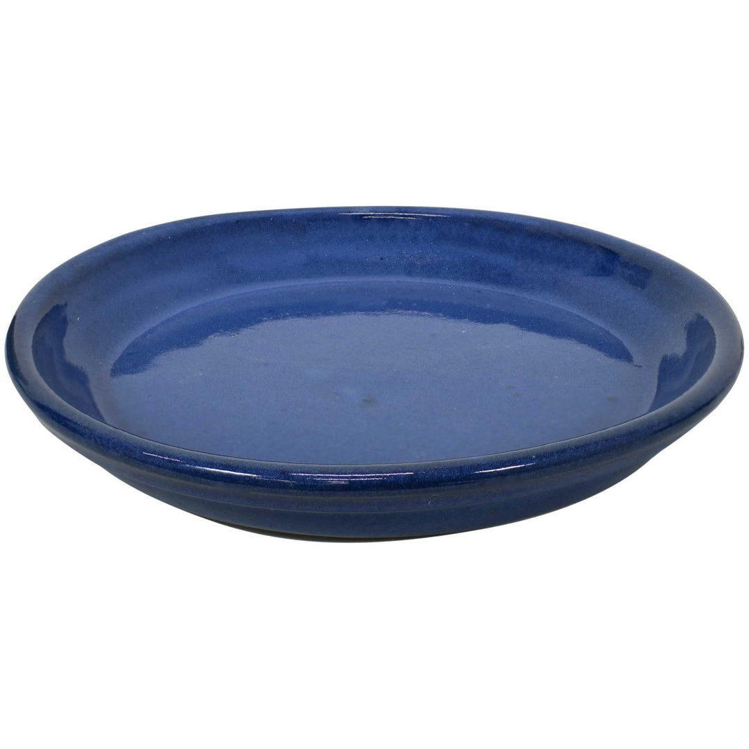 Sunnydaze 9 in Glazed Ceramic Flower Pot/Plant Saucer - Blue - Set of 2 Image 8