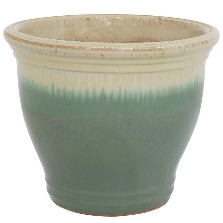 Sunnydaze 15 in Studio High-Fired Glazed Ceramic Planter - Seafoam Image 1