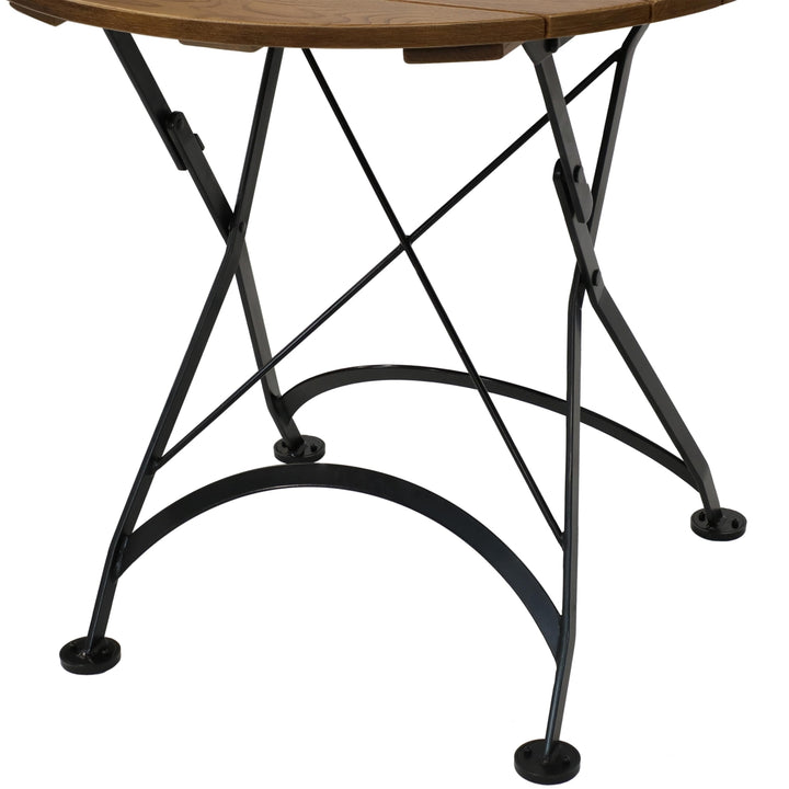 Sunnydaze 32 in European Chestnut Wood Folding Round Patio Bistro Table Image 7