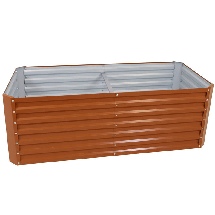 Sunnydaze Galvalume Steel Rectangle Raised Garden Bed - Brown - 71 in Image 1