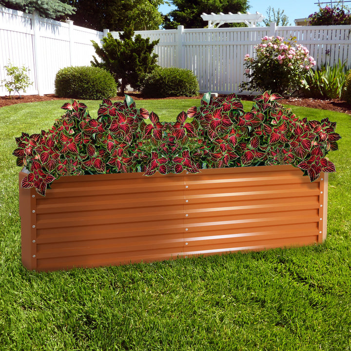 Sunnydaze Galvalume Steel Rectangle Raised Garden Bed - Brown - 71 in Image 5