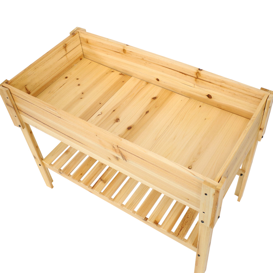 Sunnydaze Wooden Raised Garden Bed Planter Box with Shelf - 42 in Image 8