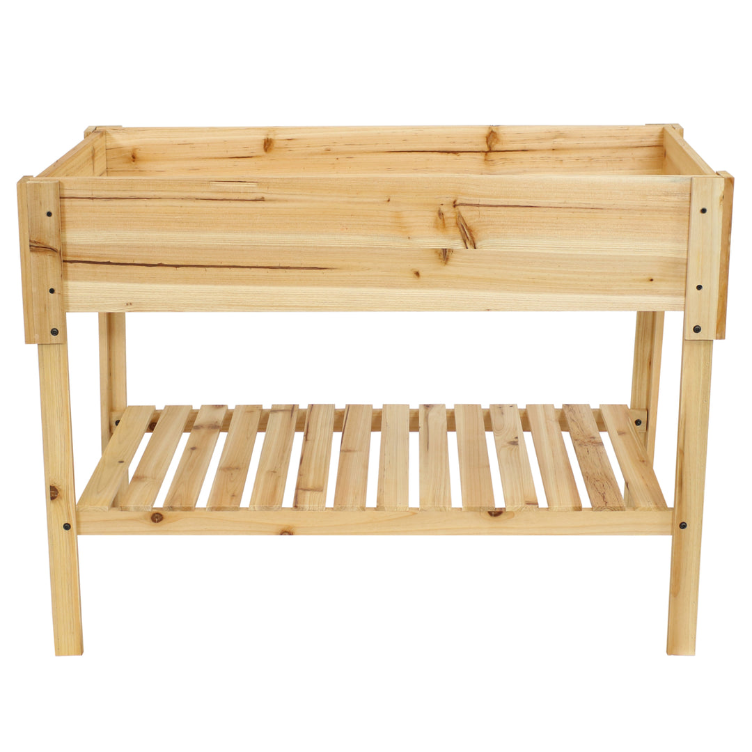 Sunnydaze Wooden Raised Garden Bed Planter Box with Shelf - 42 in Image 9