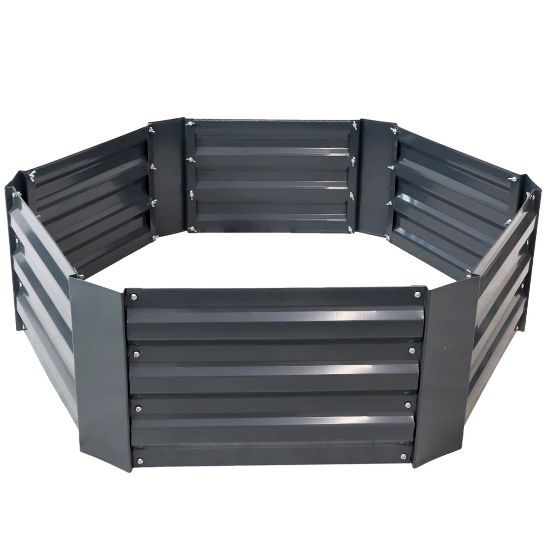 Sunnydaze Galvanized Steel Hexagon Raised Garden Bed - 40 in - Dark Gray Image 1