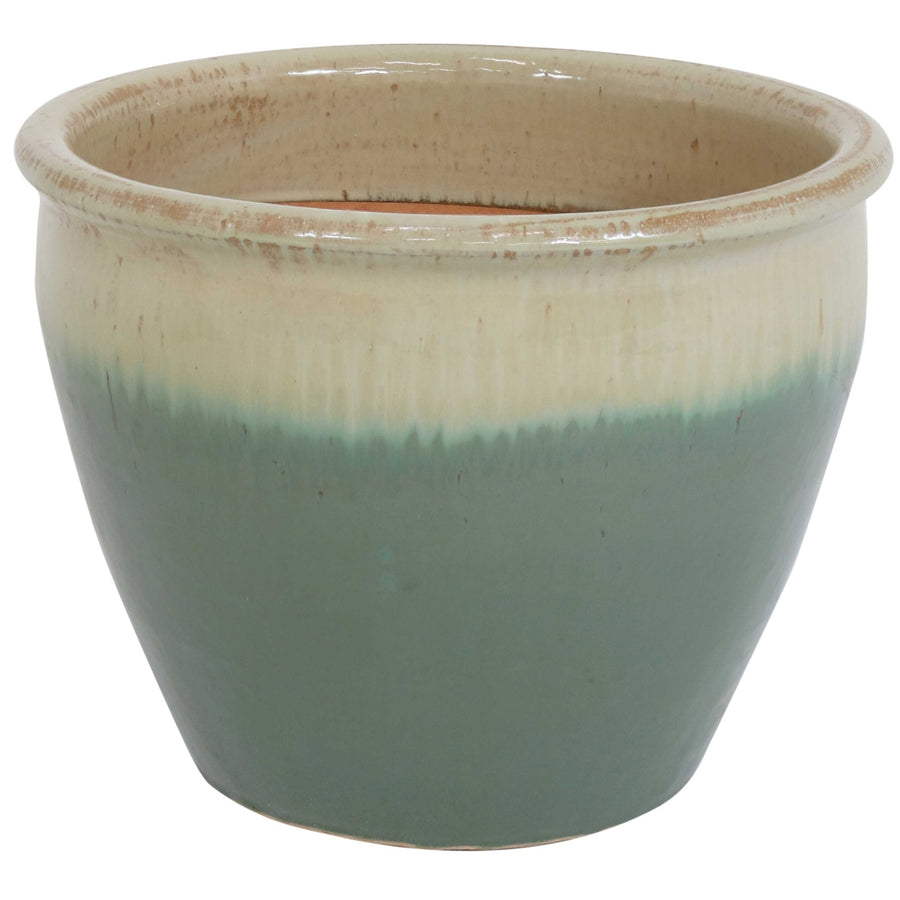 Sunnydaze 15 in Chalet High-Fired Glazed Ceramic Planter - Seafoam Image 1