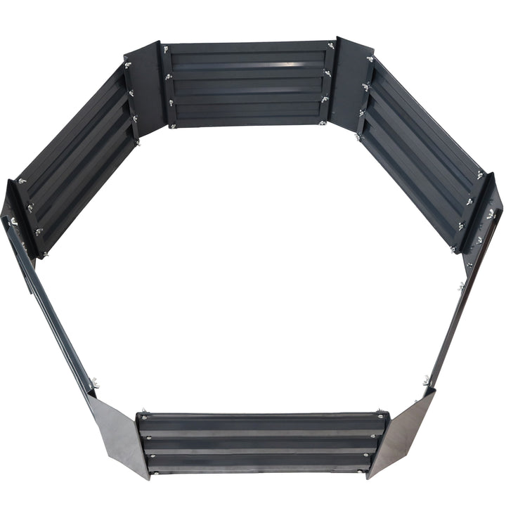 Sunnydaze Galvanized Steel Hexagon Raised Garden Bed - 40 in - Dark Gray Image 7