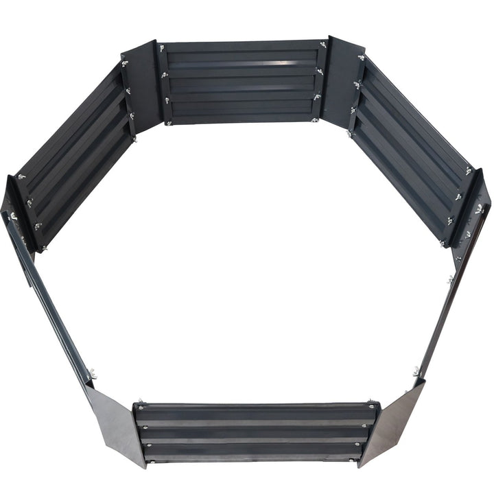 Sunnydaze Galvanized Steel Hexagon Raised Garden Bed - 40 in - Dark Gray Image 9