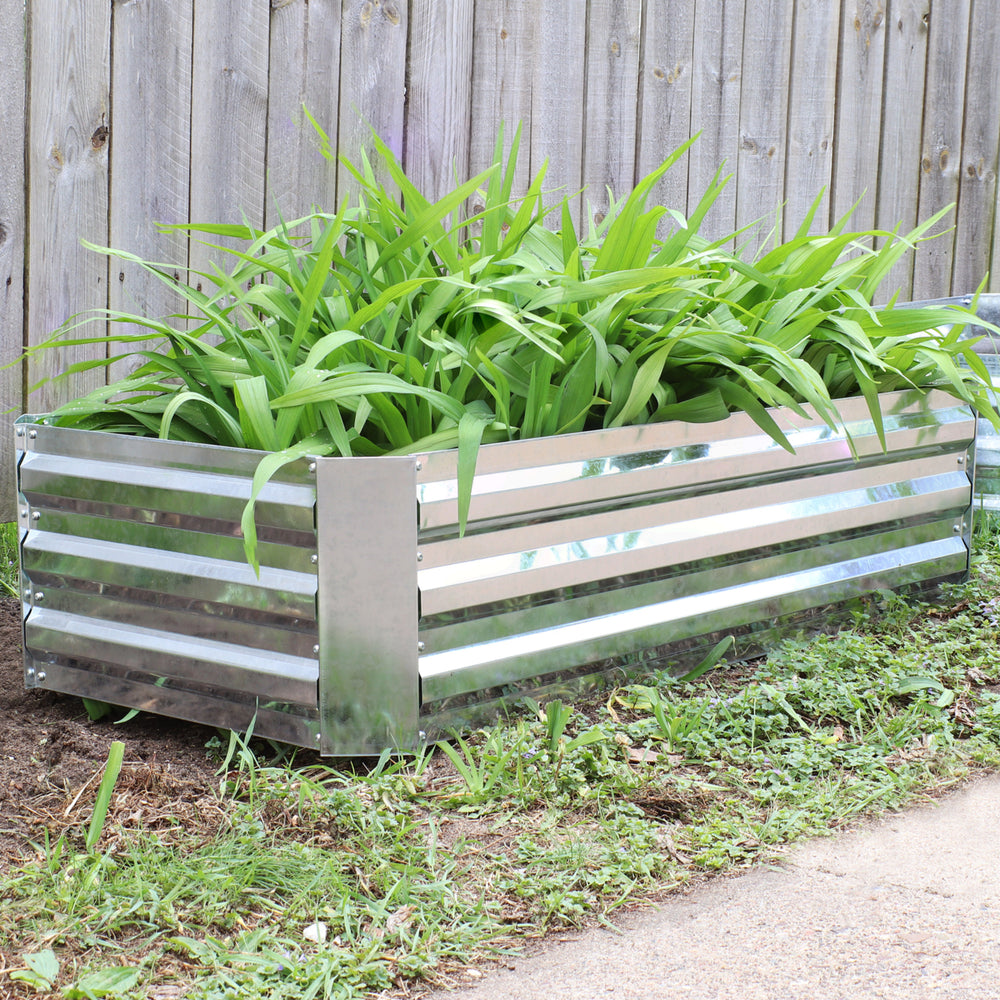 Sunnydaze Galvanized Steel Rectangle Raised Garden Bed - 48 in - Silver Image 2