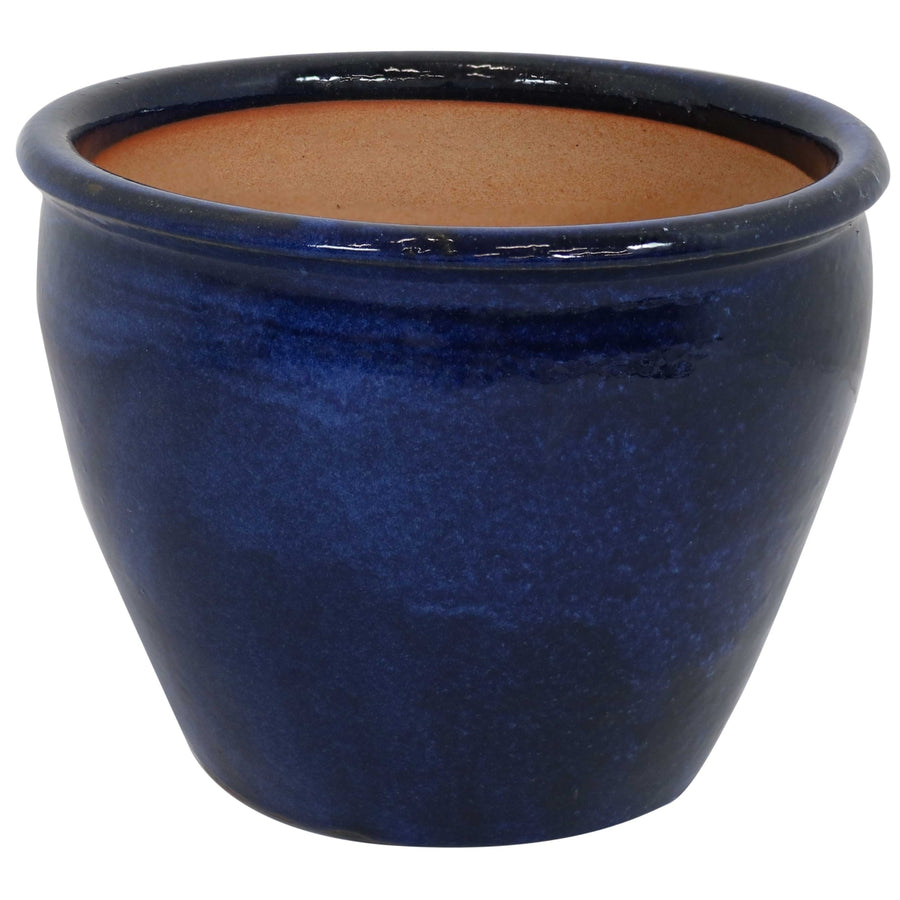 Sunnydaze 15 in Chalet High-Fired Glazed Ceramic Planter - Imperial Blue Image 1