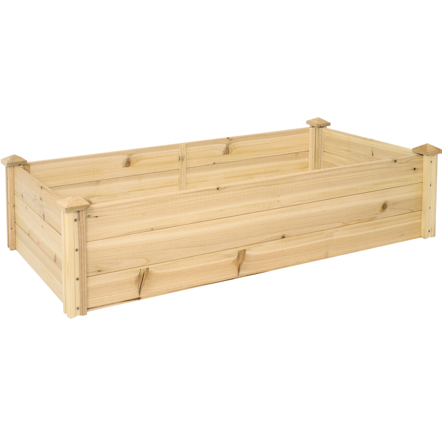 Sunnydaze Wooden Fir Square Raised Garden Bed - 24 x 48.25 in - Natural Image 1