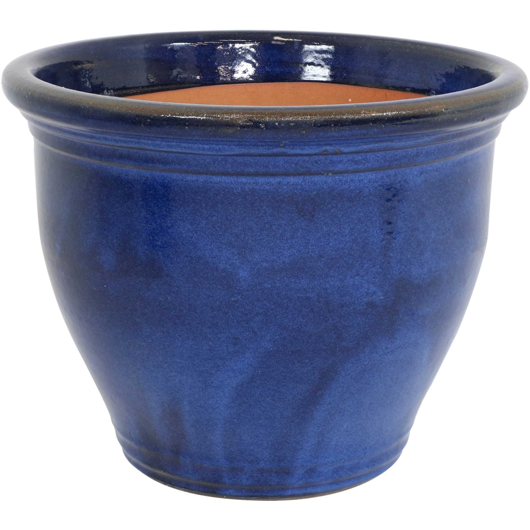 Sunnydaze 18 in Studio High-Fired Glazed Ceramic Planter - Imperial Blue Image 1