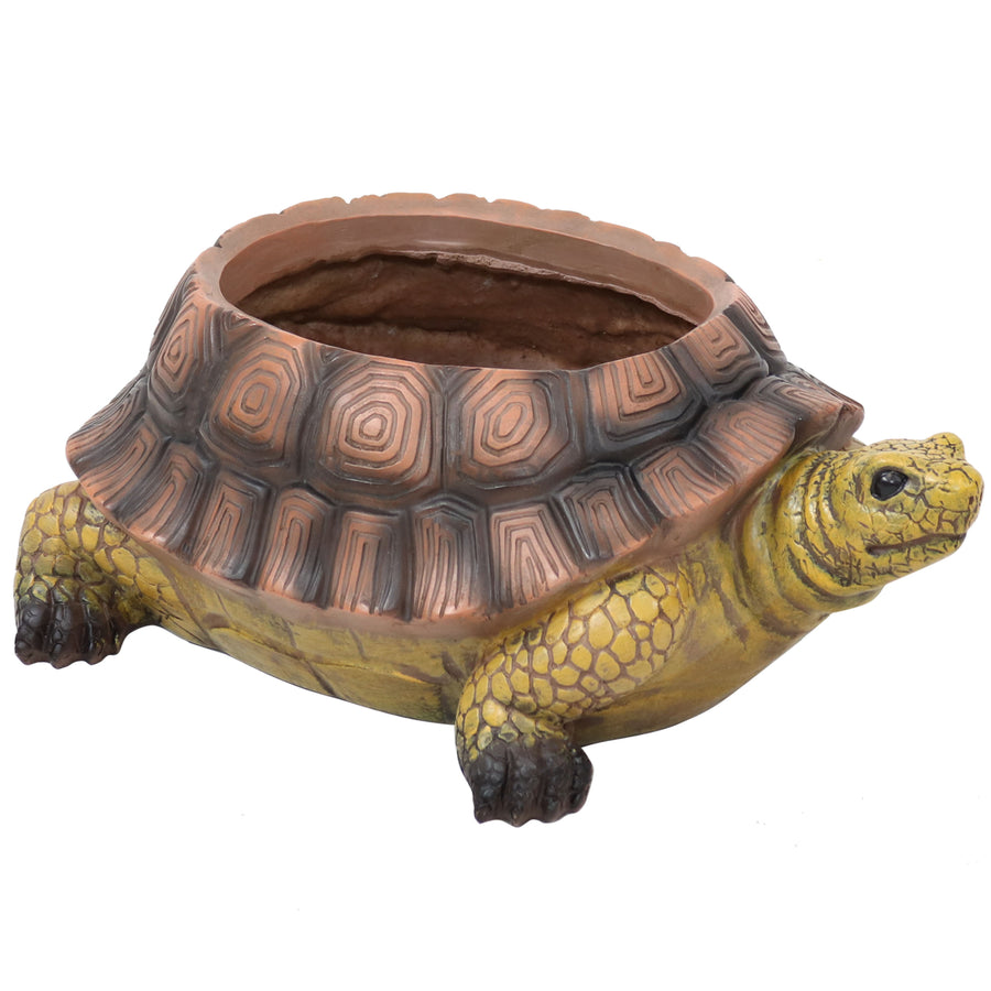 Sunnydaze Teddy the Tortoise 11 in Polyresin Outdoor Garden Planter Image 1