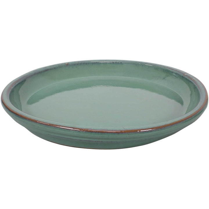 Sunnydaze 12 in Glazed Ceramic Flower Pot/Plant Saucer - Seafoam - Set of 2 Image 6