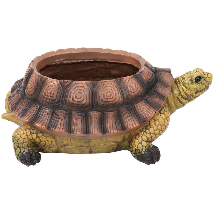 Sunnydaze Teddy the Tortoise 11 in Polyresin Outdoor Garden Planter Image 8