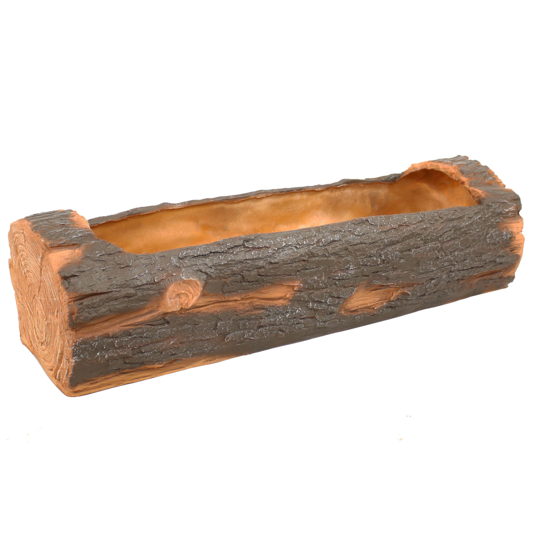 Sunnydaze 35 in Polyresin Rustic Outdoor Raised Log Flower Pot Planter Image 1