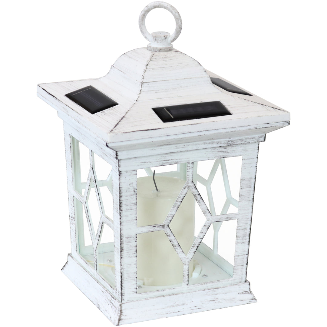 Sunnydaze Lucien Outdoor Solar Candle Lantern - 9 in - White - Set of 4 Image 8