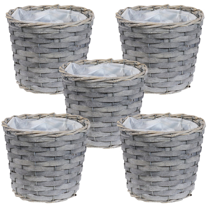 Sunnydaze 6.75 in Rattan Wicker Basket Planters with Lining - Set of 5 Image 1