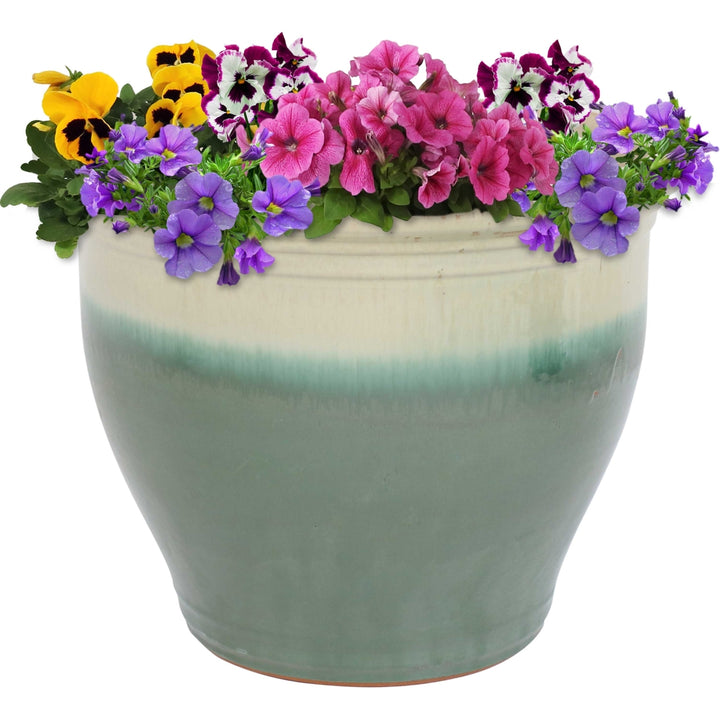 Sunnydaze 18 in Studio High-Fired Glazed Ceramic Planter - Seafoam Image 5