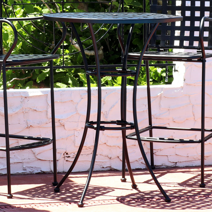 Sunnydaze 30 in Elegant Wrought Iron Round Patio Bar-Height Table - Black Image 4