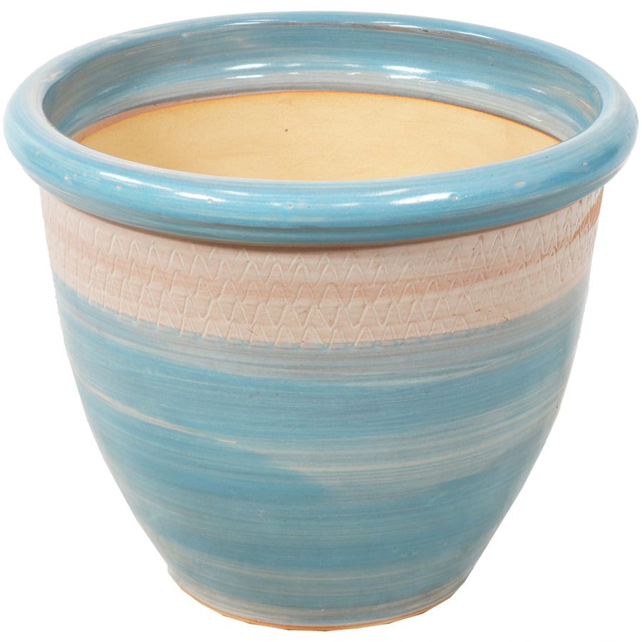 Sunnydaze Purlieu Ceramic Planter - 15" - Shoreline Image 1