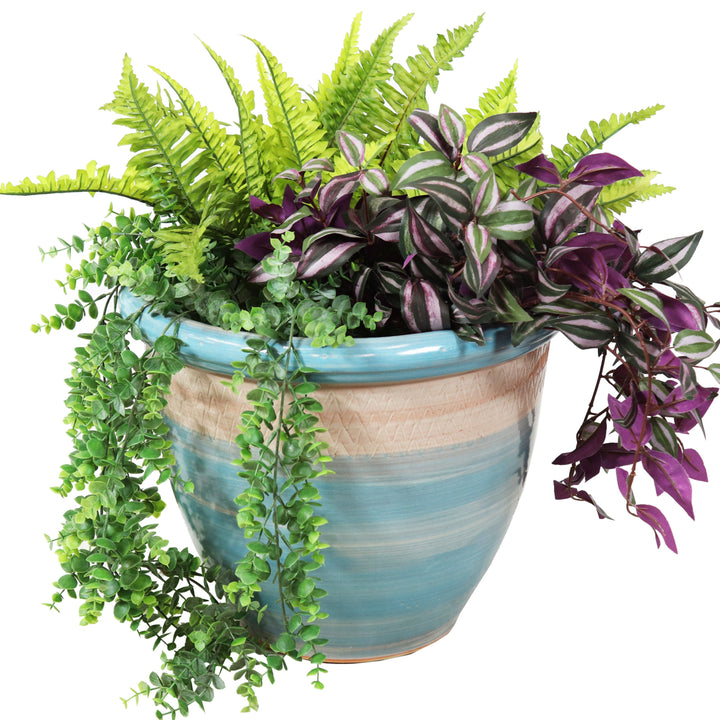 Sunnydaze Purlieu Ceramic Planter - 15" - Shoreline Image 8