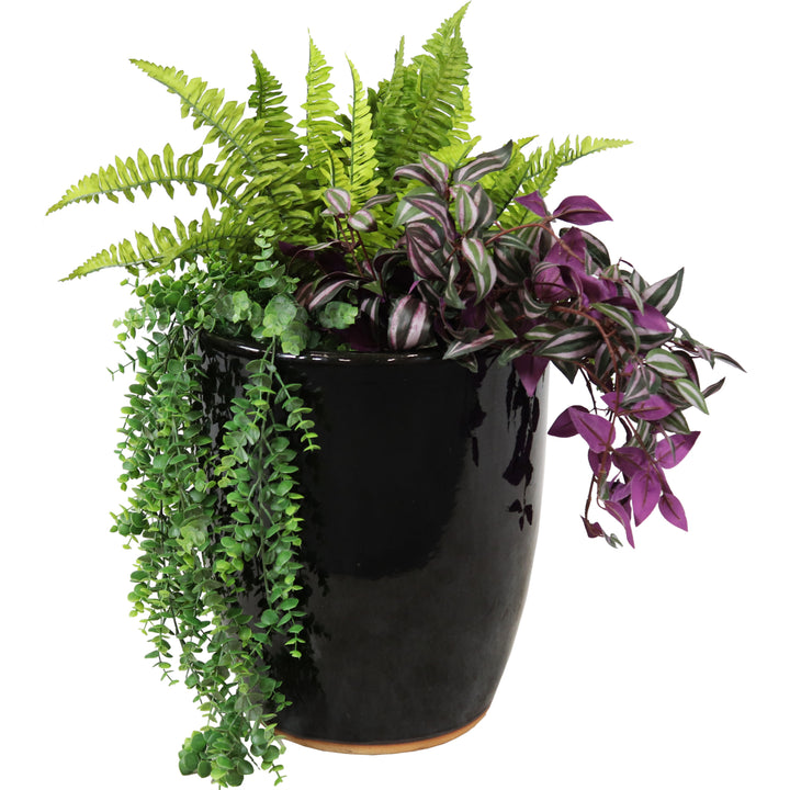 Sunnydaze Captivating Vista Ceramic Planter - 14" - Obsidian Image 6