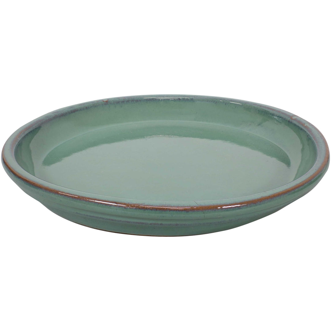 Sunnydaze 12 in Glazed Ceramic Flower Pot/Plant Saucer - Seafoam - Set of 4 Image 8