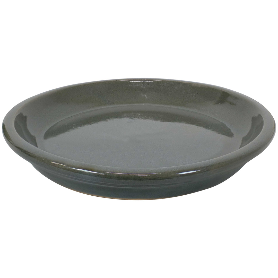 Sunnydaze 9 in Glazed Ceramic Flower Pot/Plant Saucer - Gray - Set of 4 Image 8