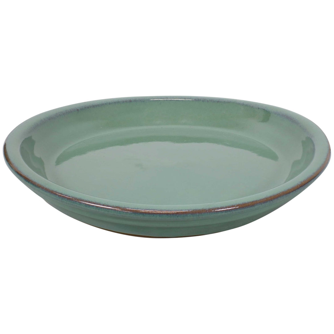 Sunnydaze 9 in Glazed Ceramic Flower Pot/Plant Saucer - Seafoam - Set of 4 Image 8