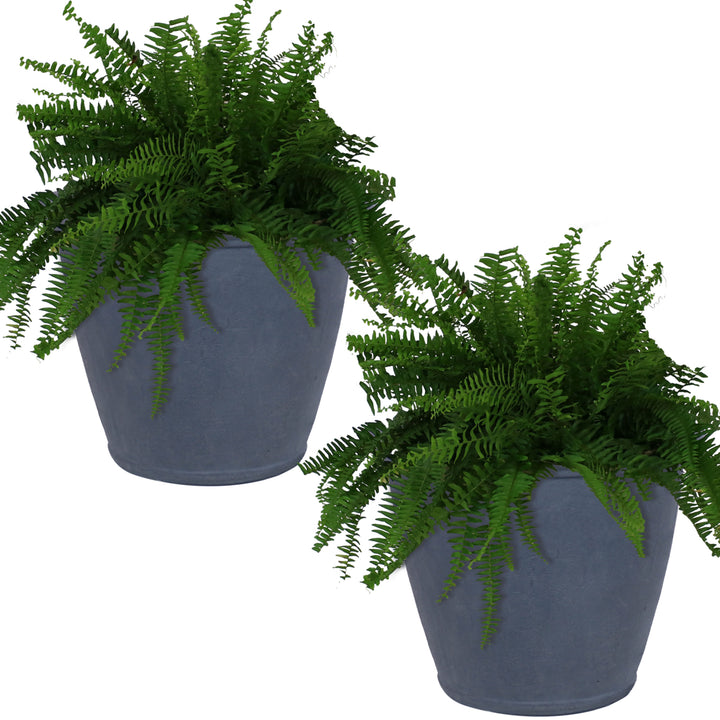 Sunnydaze 24 in Anjelica Unbreakable Polyresin Planter - Slate - Set of 2 Image 6