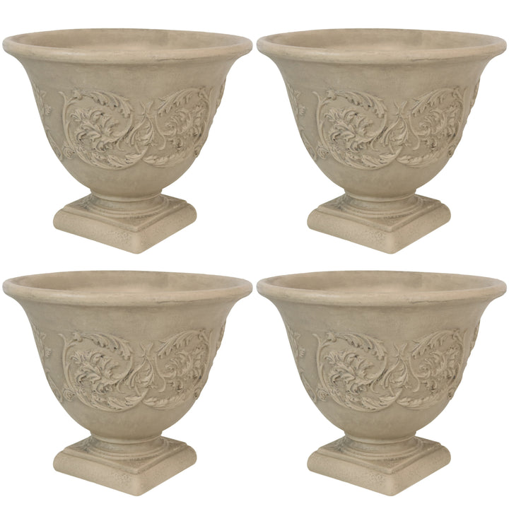 Sunnydaze 13 in Darcy Dual-Wall Polyresin Planter - Beige - Set of 4 Image 1