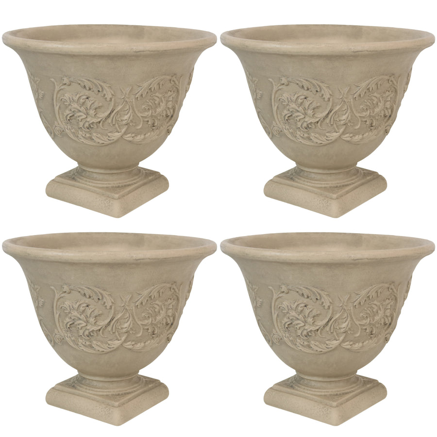 Sunnydaze 13 in Darcy Dual-Wall Polyresin Planter - Beige - Set of 4 Image 1