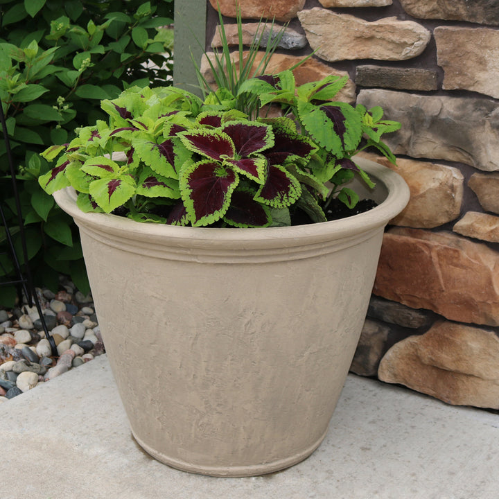 Sunnydaze 24 in Anjelica Polyresin Planter with UV-Resistance - Beige Image 5