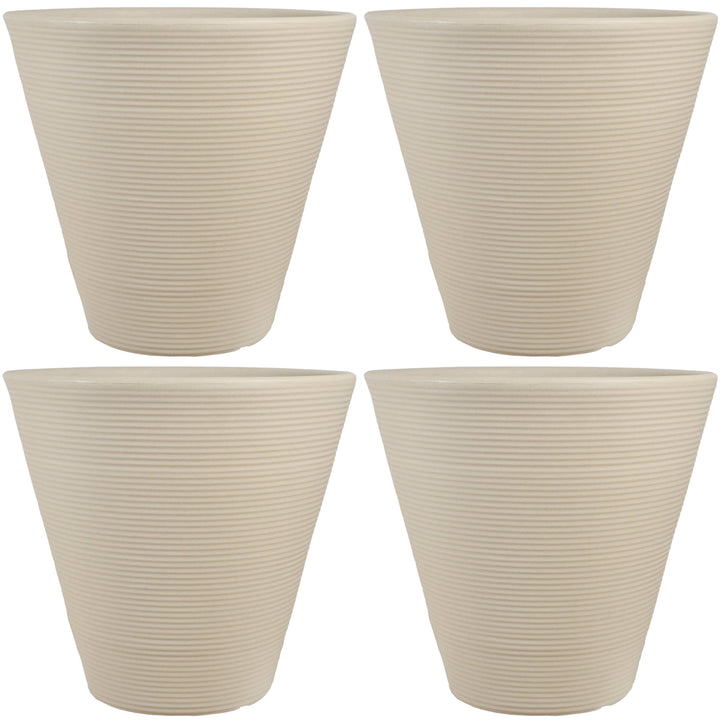 Sunnydaze 15.5 in Walter Dual-Wall Polyresin Planter - Beige - Set of 4 Image 1