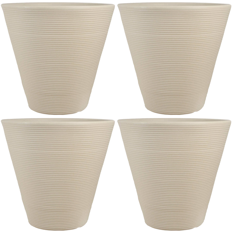 Sunnydaze 15.5 in Walter Dual-Wall Polyresin Planter - Beige - Set of 4 Image 1