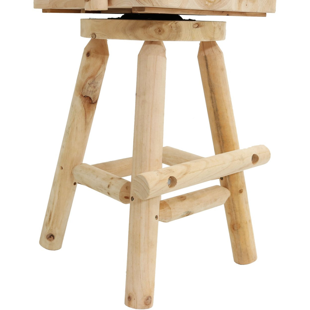 Sunnydaze Rustic Log Style Unfinished Fir Wood Indoor Bar Stool Image 7