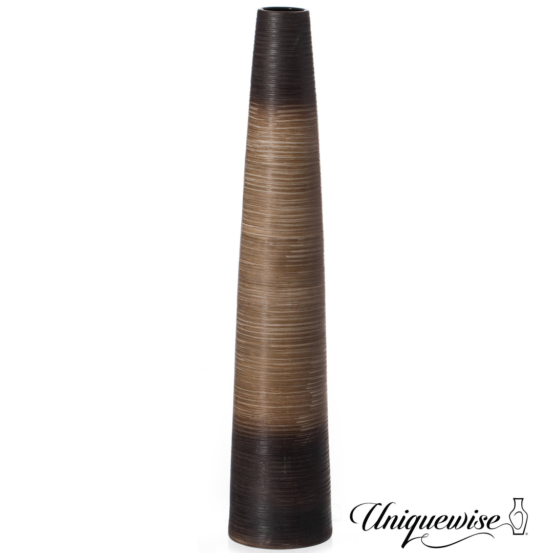 Handcrafted Brown Ceramic Floor Vase 47in Waterproof Cylinder Design Tall Arrangements Image 3