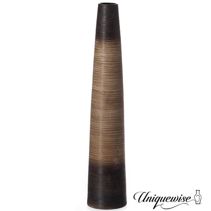 Tall Handcrafted Brown Ceramic Floor Vase - Waterproof Cylinder-Shaped Freestanding Design, Ideal for Tall Floral Image 3