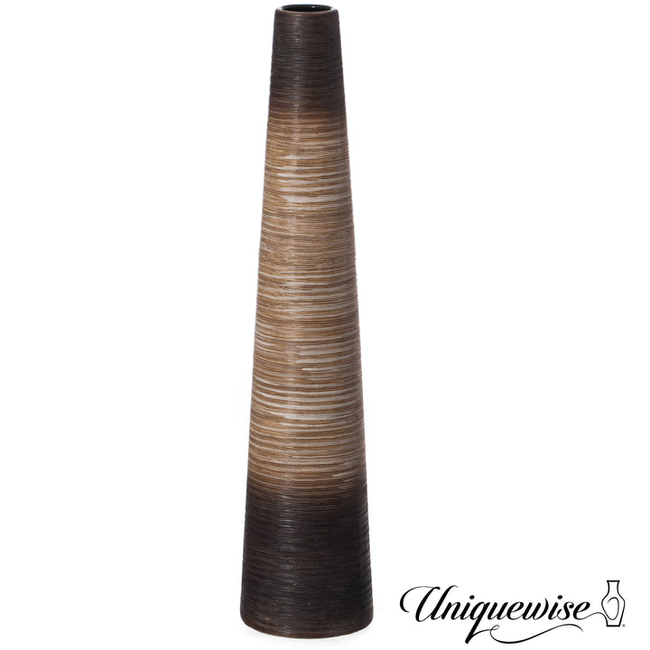 Tall Handcrafted Brown Ceramic Floor Vase - Waterproof Cylinder-Shaped Freestanding Design, Ideal for Tall Floral Image 4