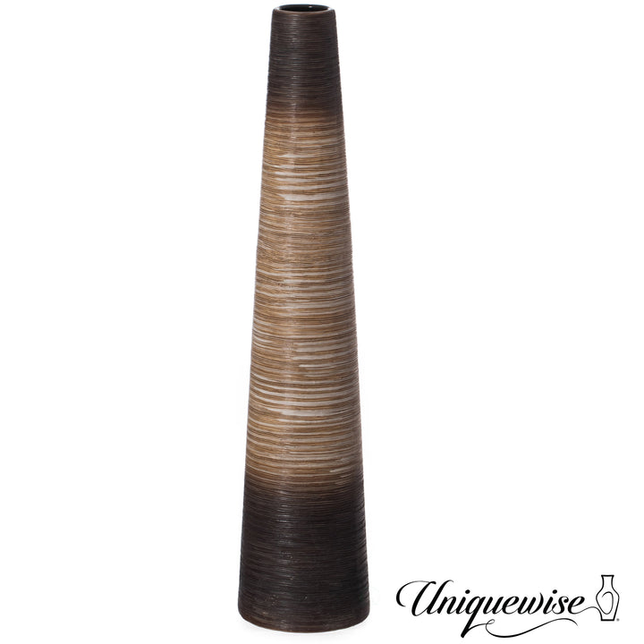 Handcrafted Brown Ceramic Floor Vase 47in Waterproof Cylinder Design Tall Arrangements Image 4