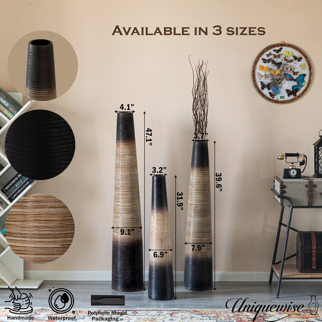 Tall Handcrafted Brown Ceramic Floor Vase - Waterproof Cylinder-Shaped Freestanding Design, Ideal for Tall Floral Image 5