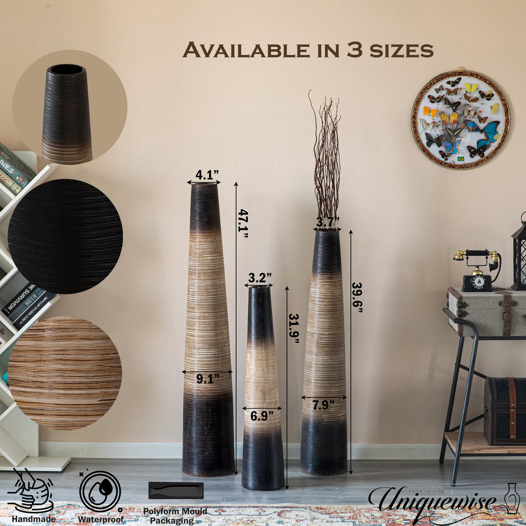 Handcrafted Brown Ceramic Floor Vase 47in Waterproof Cylinder Design Tall Arrangements Image 5