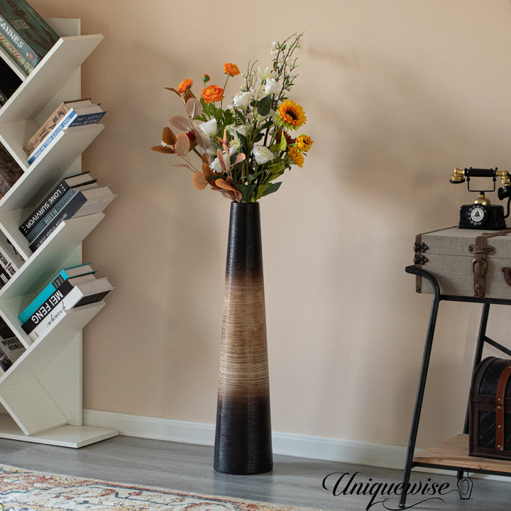 Tall Handcrafted Brown Ceramic Floor Vase - Waterproof Cylinder-Shaped Freestanding Design, Ideal for Tall Floral Image 6