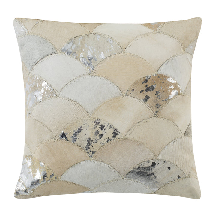 SAFAVIEH Metallic Scale Cowhide Pillow Silver / White PLS217A-2222 Image 3