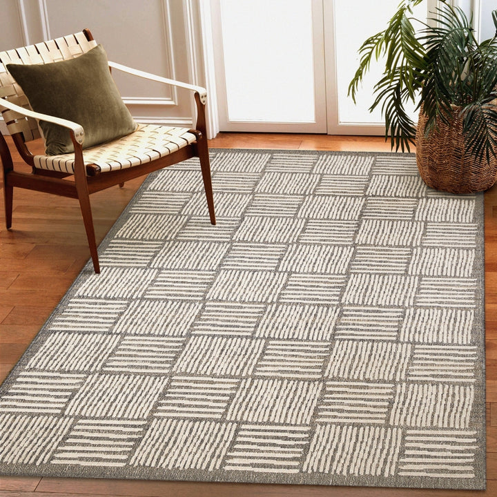 Liora Manne Cove Squares Indoor Outdoor Area Rug Grey Image 1