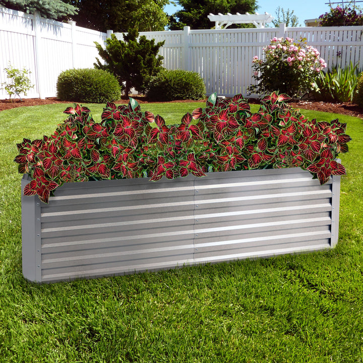 Sunnydaze Galvalume Steel Rectangle Raised Garden Bed - Silver - 71 in Image 5