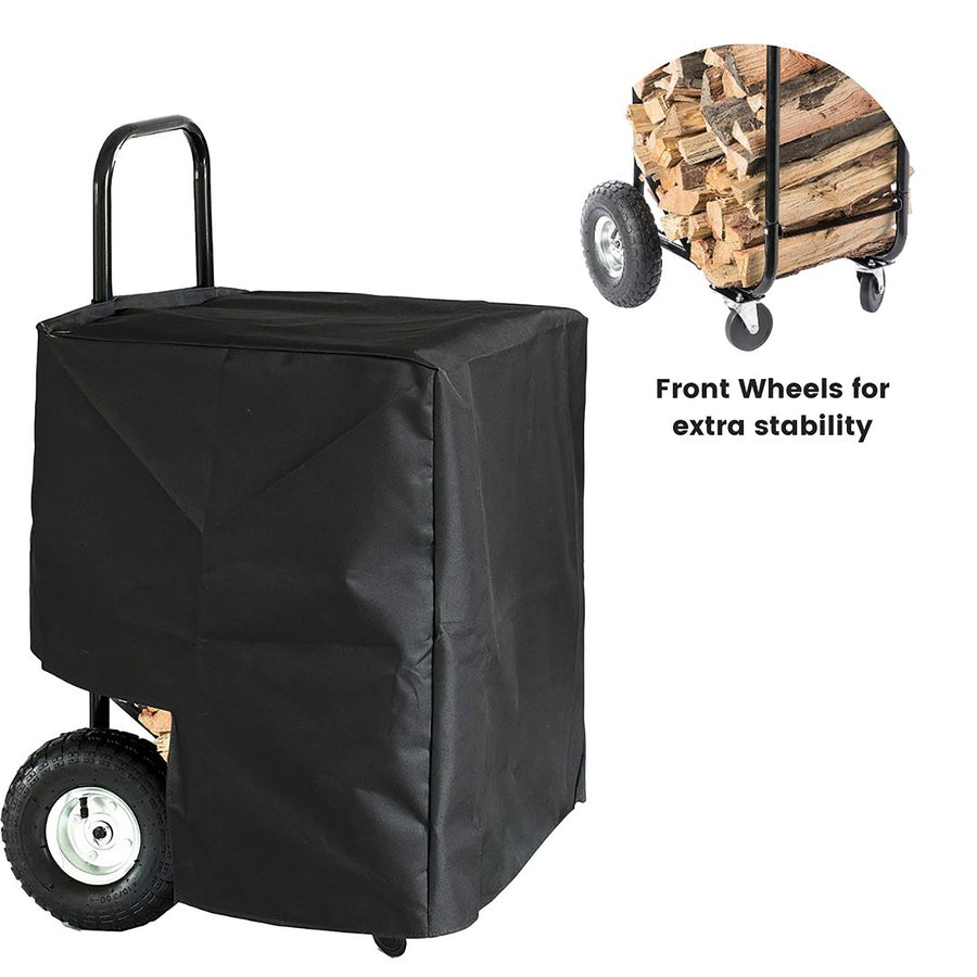 Gardenised Heavy Duty Firewood Rack Rolling Carrier with Waterproof Cover 48in Image 1