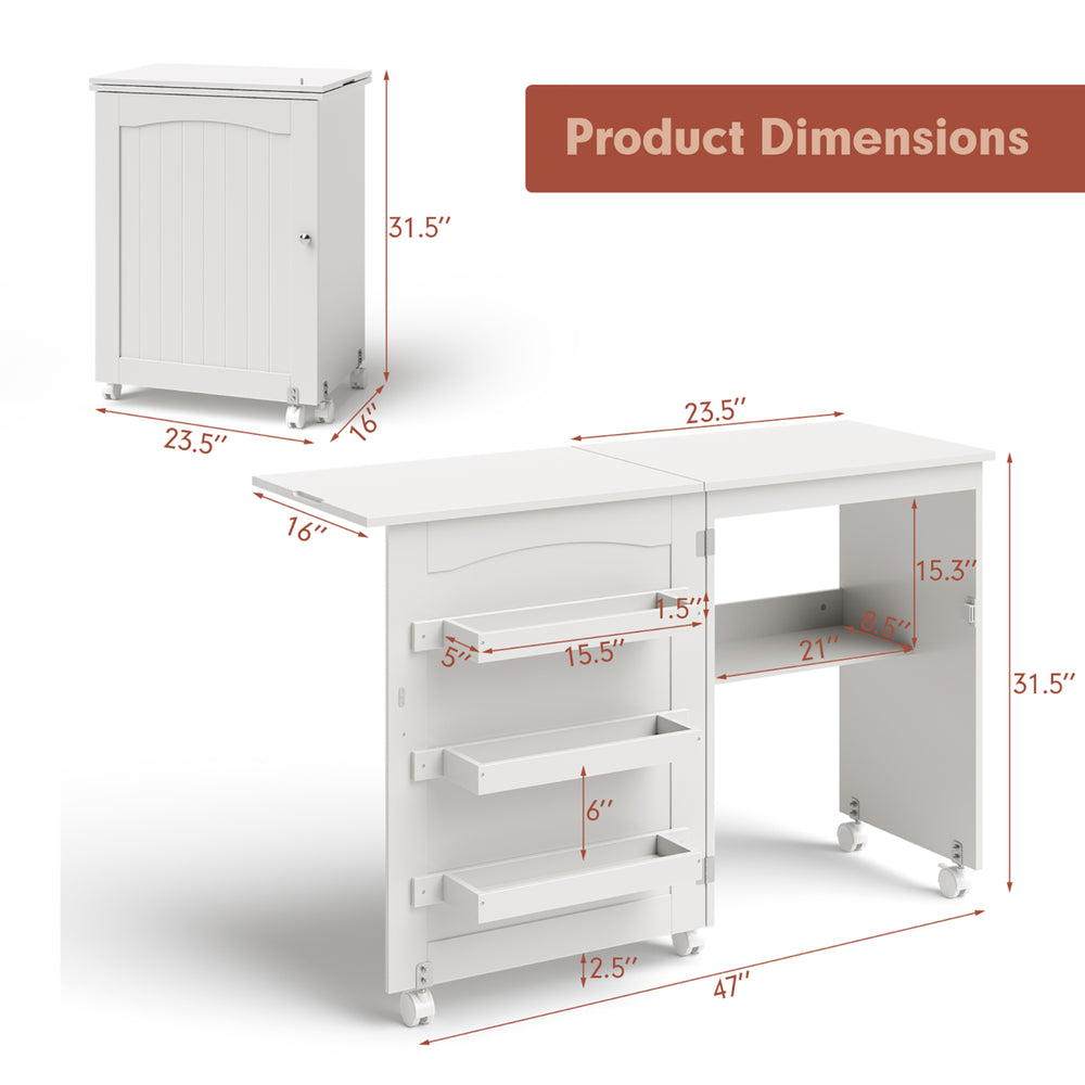 Swing Craft Table Shelves Storage Folding Image 2