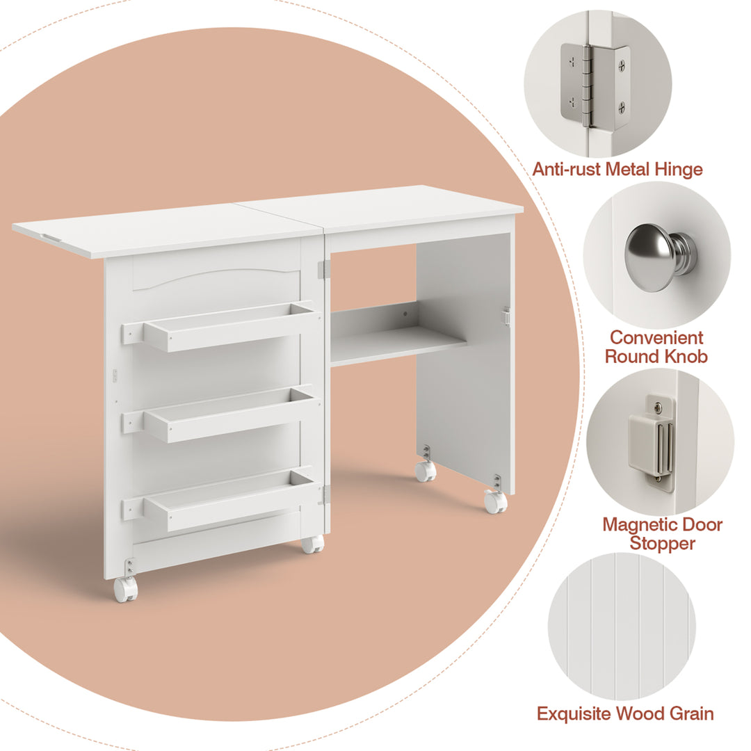 Swing Craft Table Shelves Storage Folding Image 4