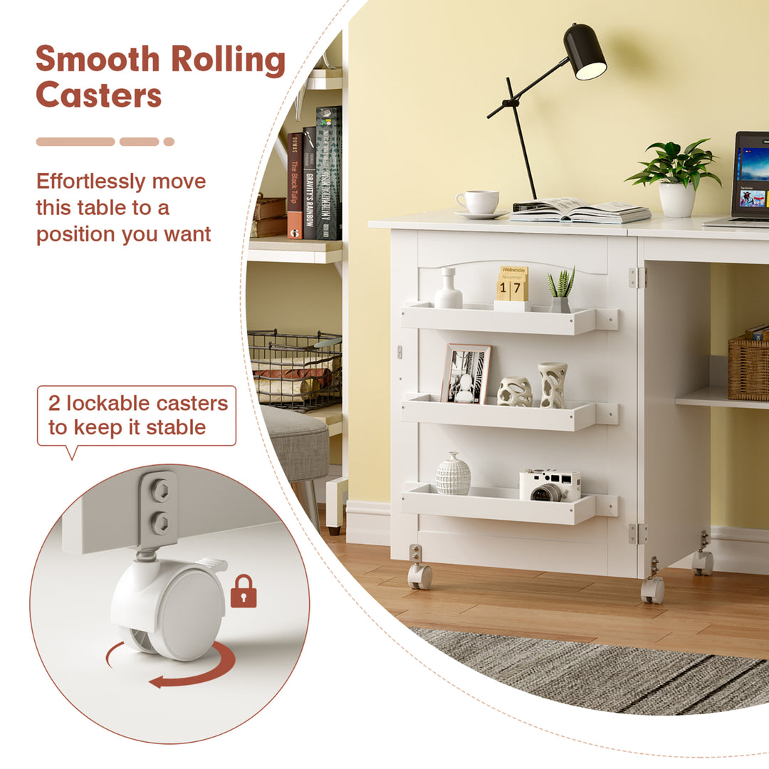 Swing Craft Table Shelves Storage Folding Image 7